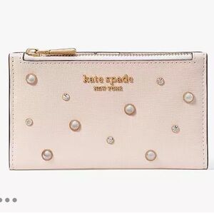 kate spade new york Purl Embellished Saffiano Leather Small Slim Bifold Wallet